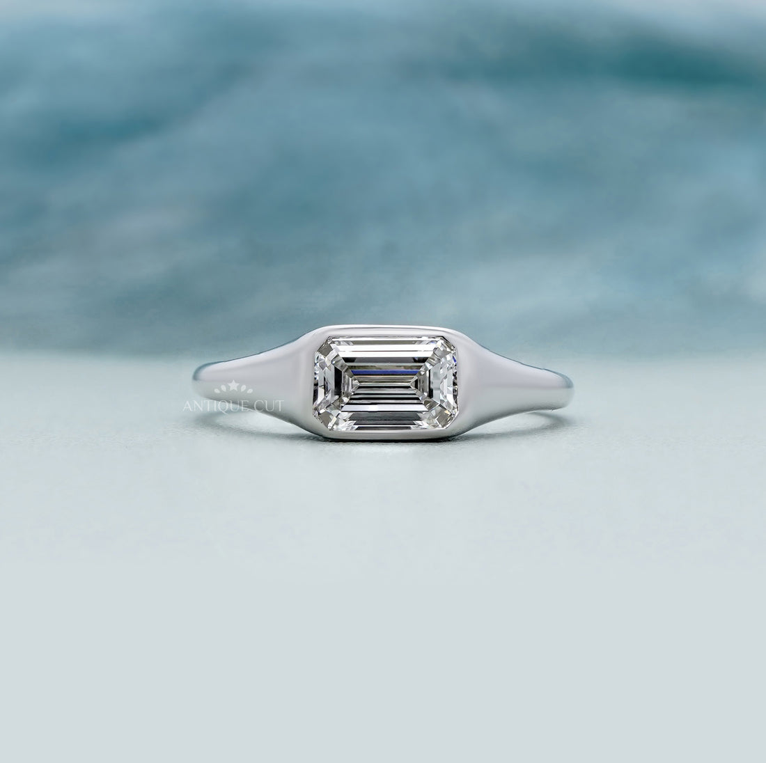 1.00ct Emerald Cut Lab-Grown Diamond Bezel Set Solitaire Ring | Minimalist Engagement Ring