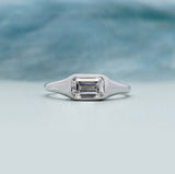 1.00ct Emerald Cut Lab-Grown Diamond Bezel Set Solitaire Ring | Minimalist Engagement Ring