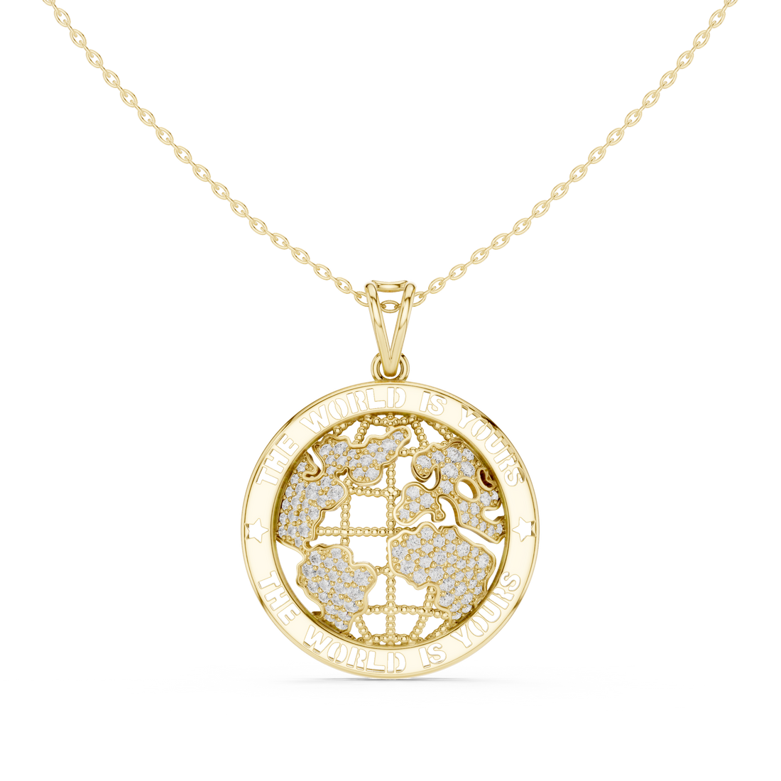 Symbolic World Disc Necklace – Round (925 Sterling Silver)