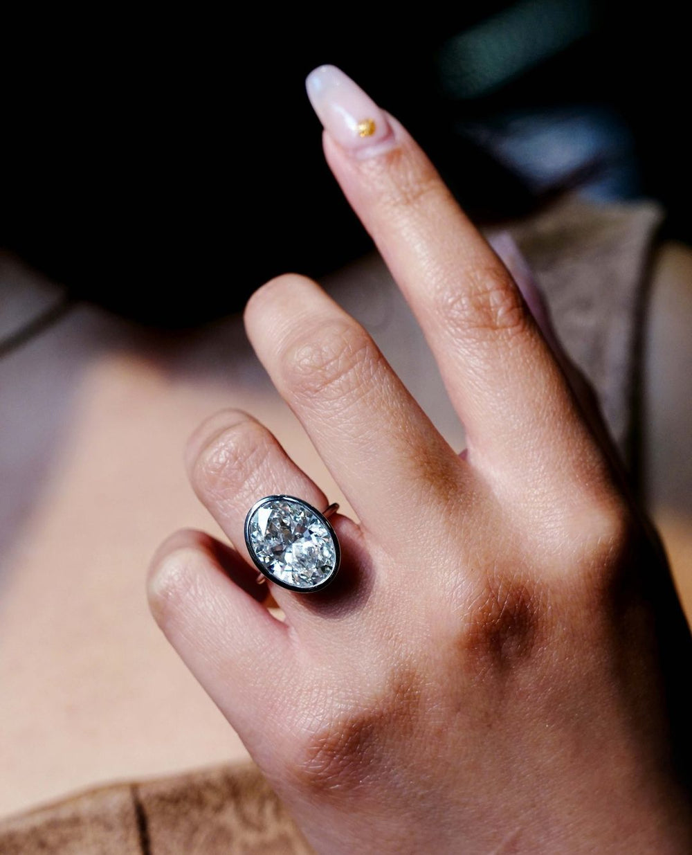 Bezel Set Oval Cut Labgrown Engagement Rin