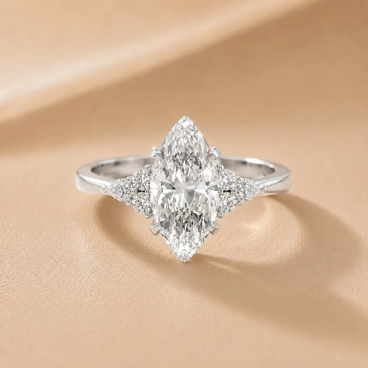 Amelia Three Stone Round Diamond Engagement Ring