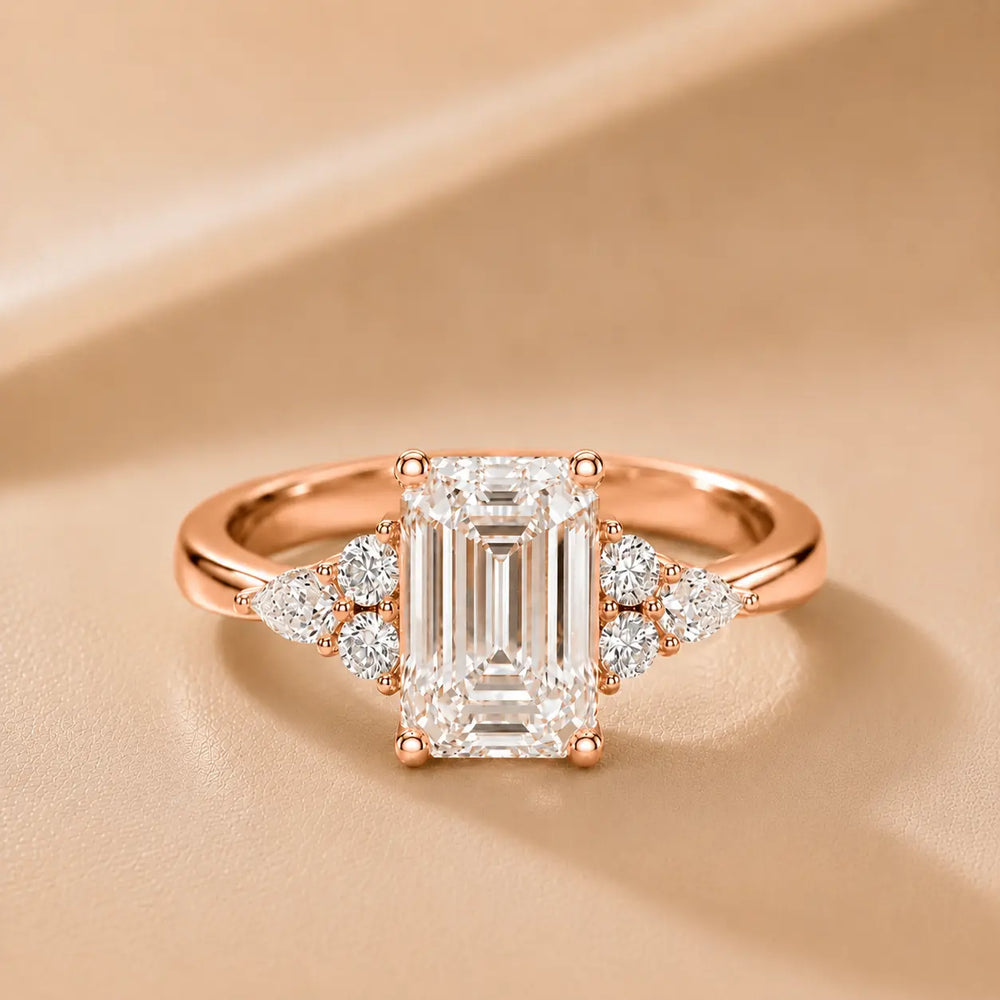 Amelia Three Stone Princess Diamond Engagement Ring