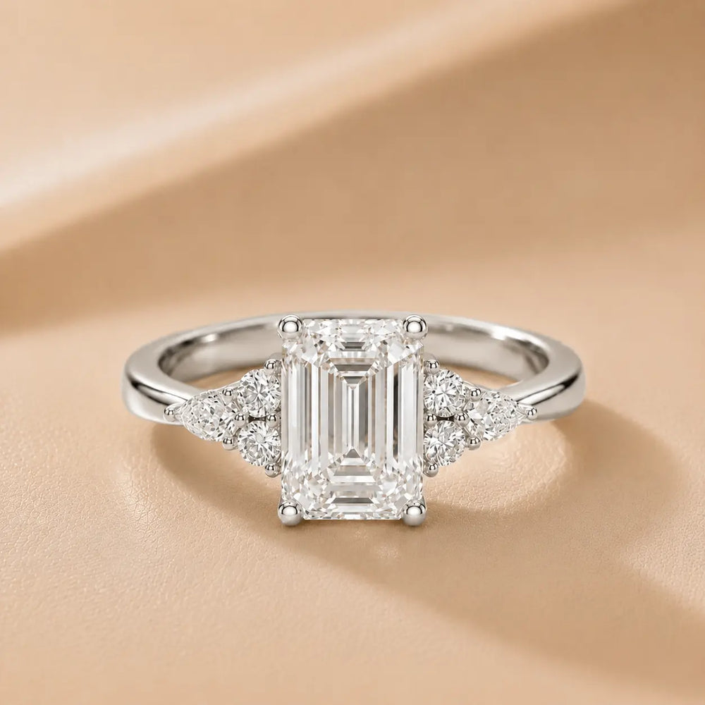 Amelia Three Stone Princess Diamond Engagement Ring