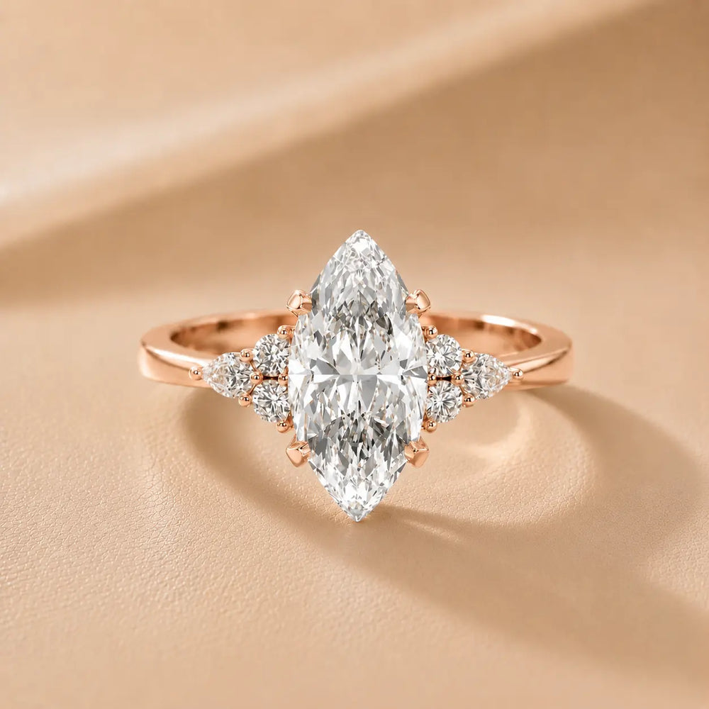 Amelia Three Stone Princess Diamond Engagement Ring