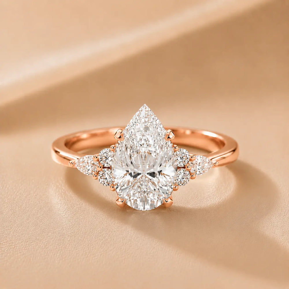 Amelia Three Stone Princess Diamond Engagement Ring