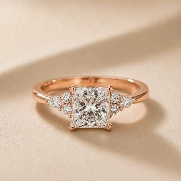 Amelia Three Stone Princess Diamond Engagement Ring