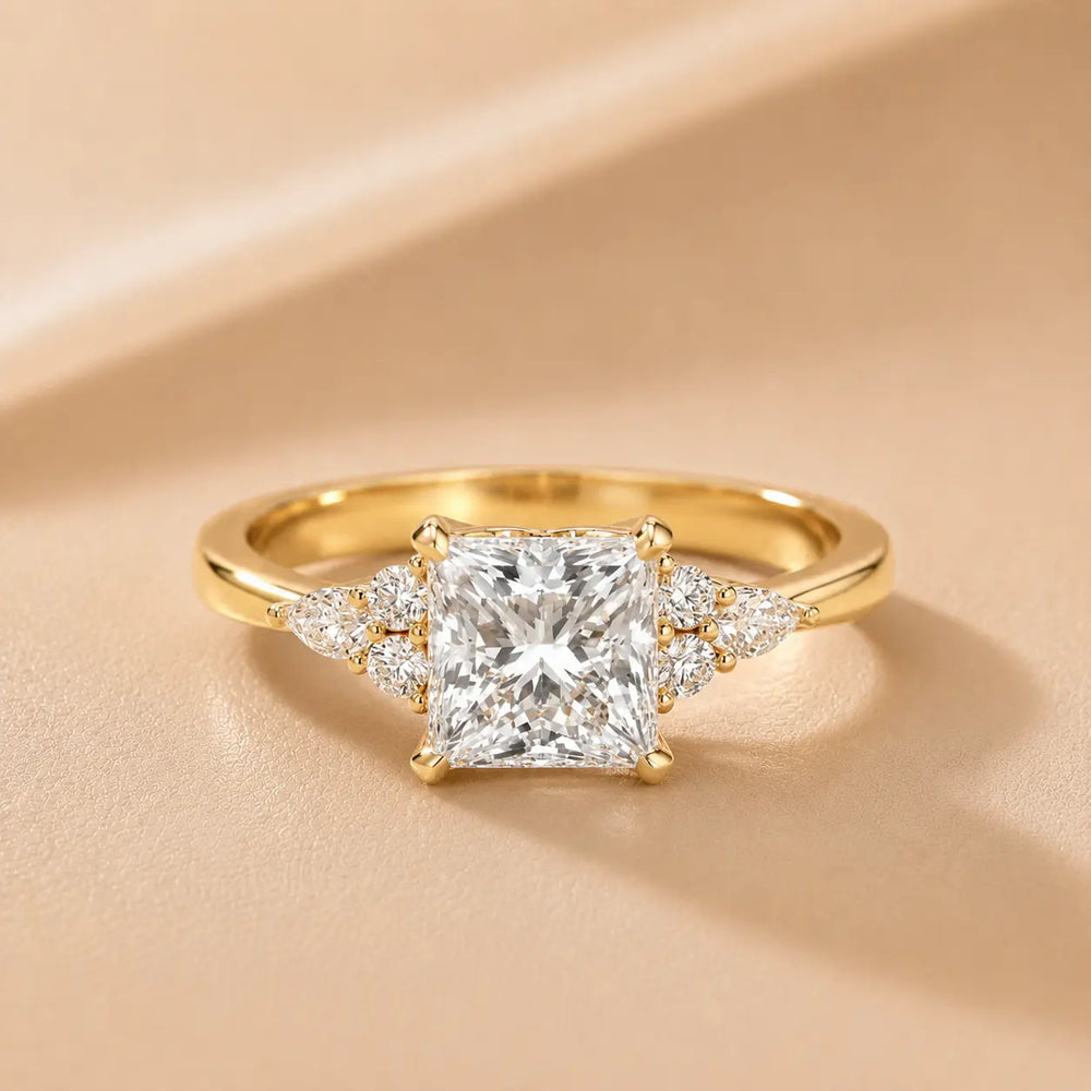Amelia Three Stone Princess Diamond Engagement Ring