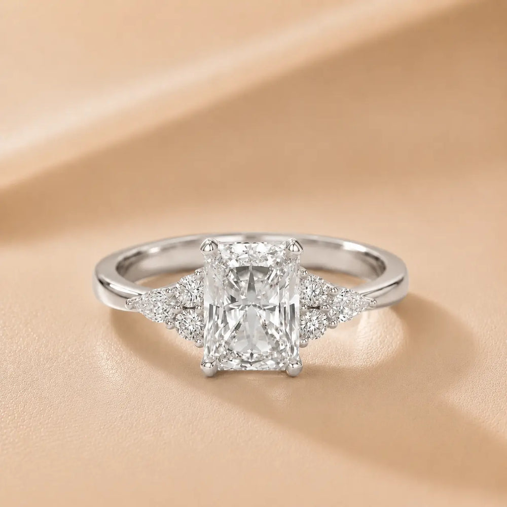 Amelia Three Stone Princess Diamond Engagement Ring
