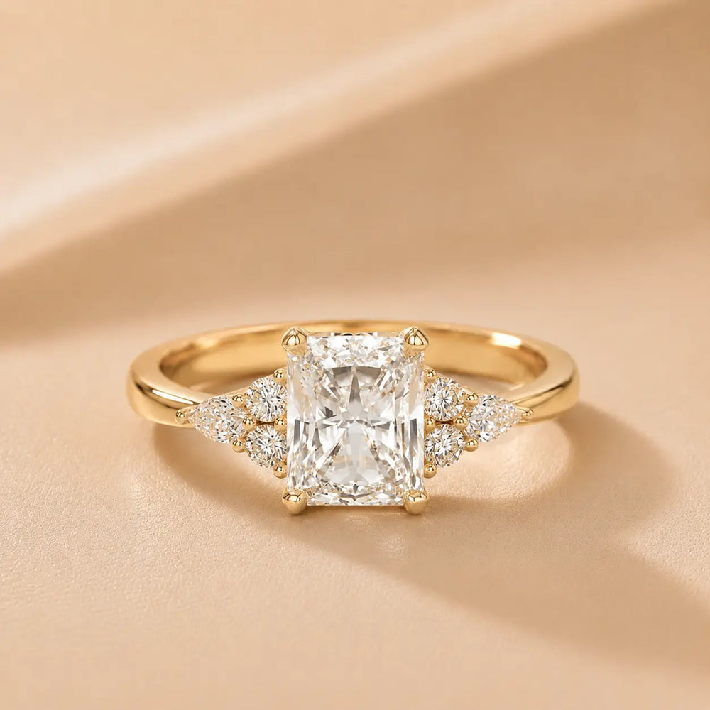 Amelia Three Stone Princess Diamond Engagement Ring