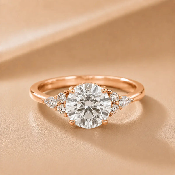 Amelia Three Stone Round Diamond Engagement Ring