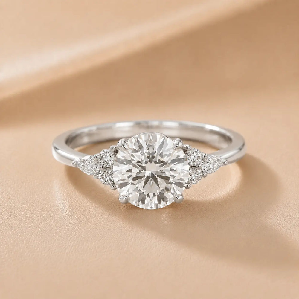 Amelia Three Stone Princess Diamond Engagement Ring