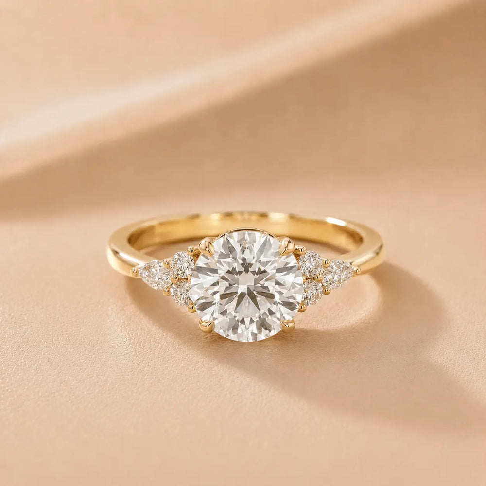 Amelia Three Stone Princess Diamond Engagement Ring