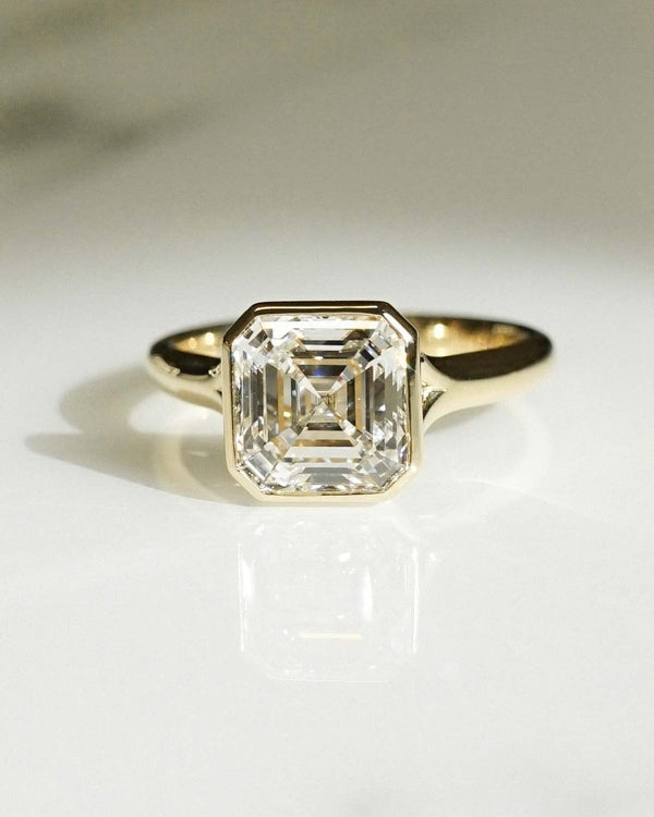 Bezel Set Asscher Cut Labgrown Engagement Ring