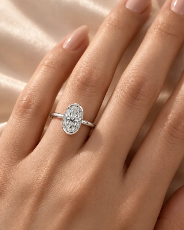 Bezel Set Oval Cut Labgrown Engagement Ring