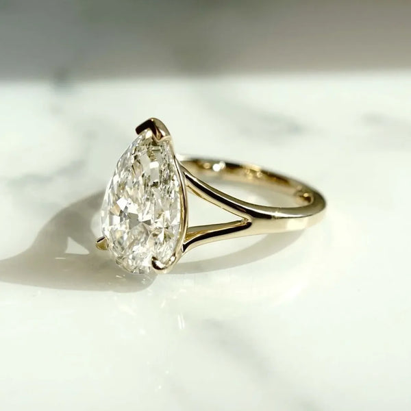 Pear Cut Labgrown Engagement Ring, Pear Cut Ring