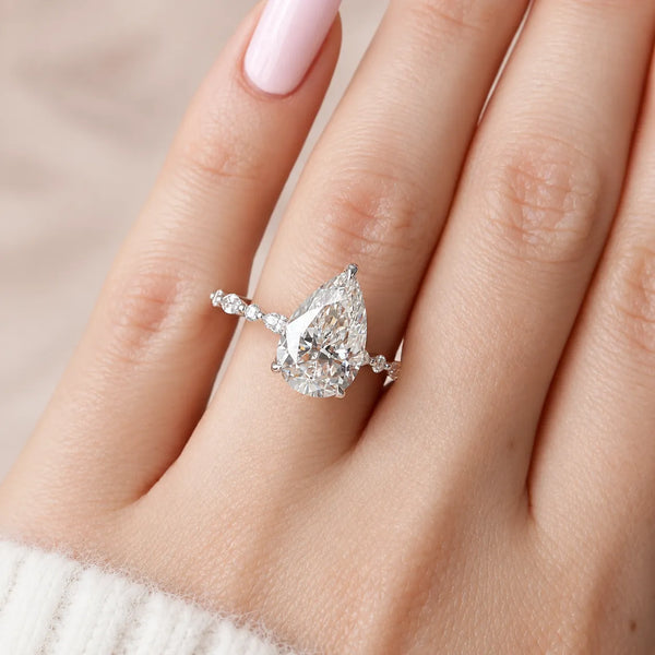 Elongated Pear Cut Labgrown Engagement Ring