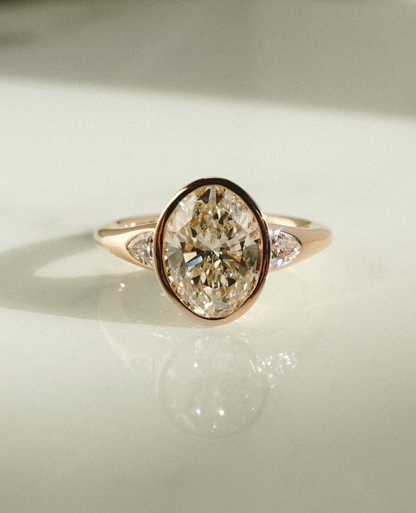Bezel Set Oval Cut Labgrown Engagement Ring