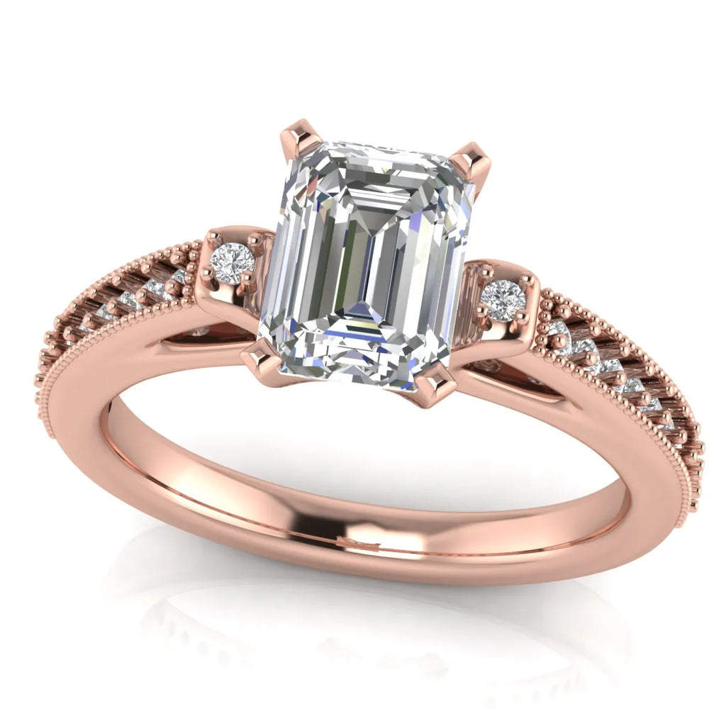 Vintage-Inspired Solitaire Ring with Accent Stone Details