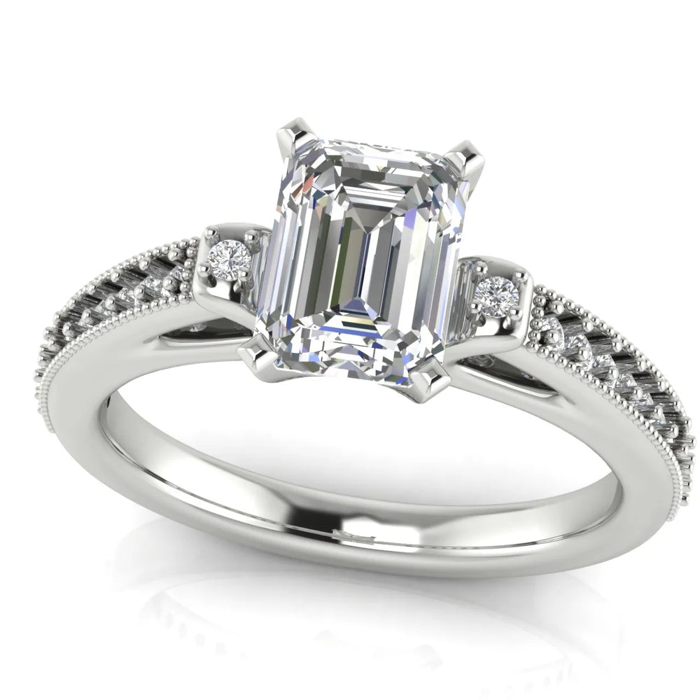 Vintage-Inspired Solitaire Ring with Accent Stone Details