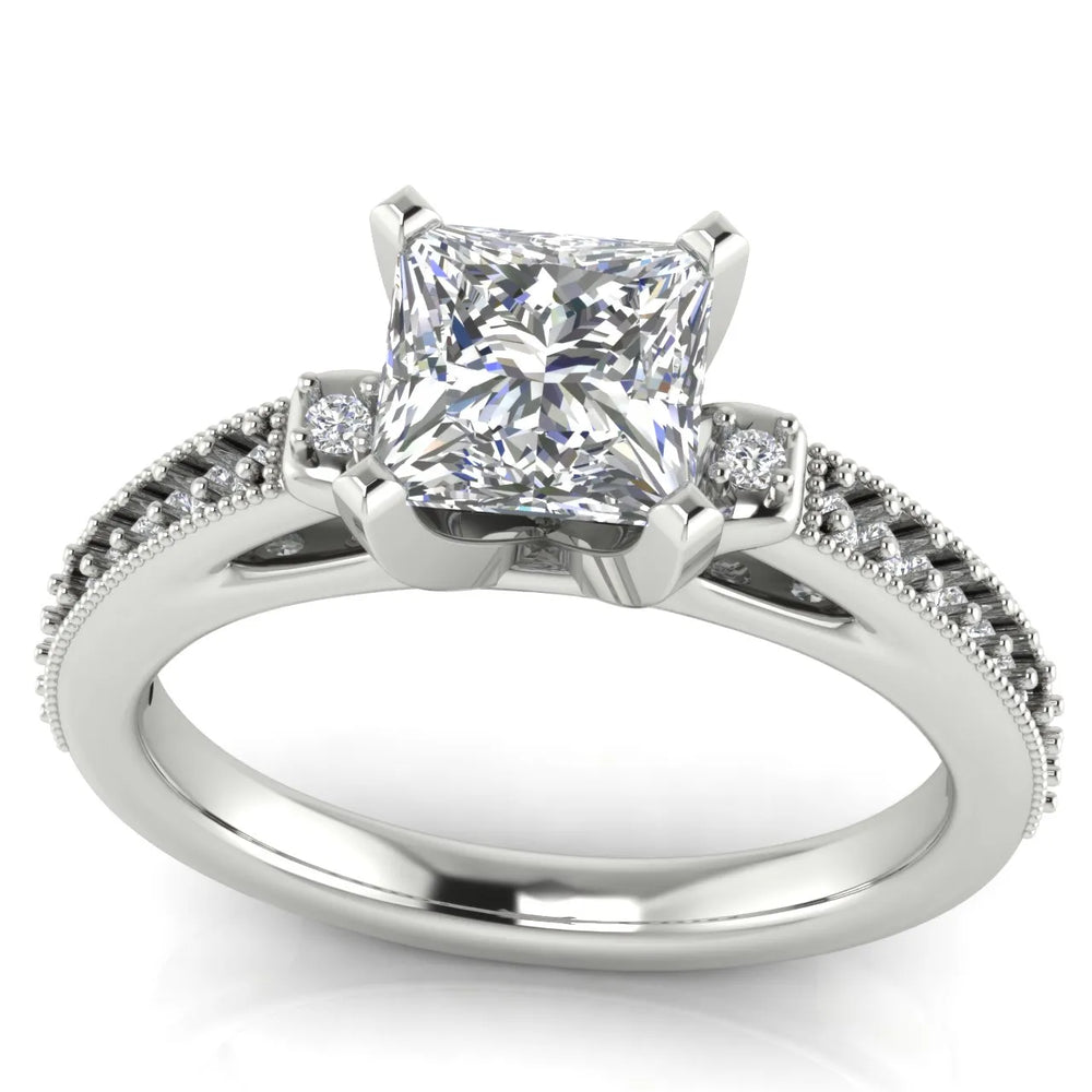 Vintage-Inspired Solitaire Ring with Accent Stone Details