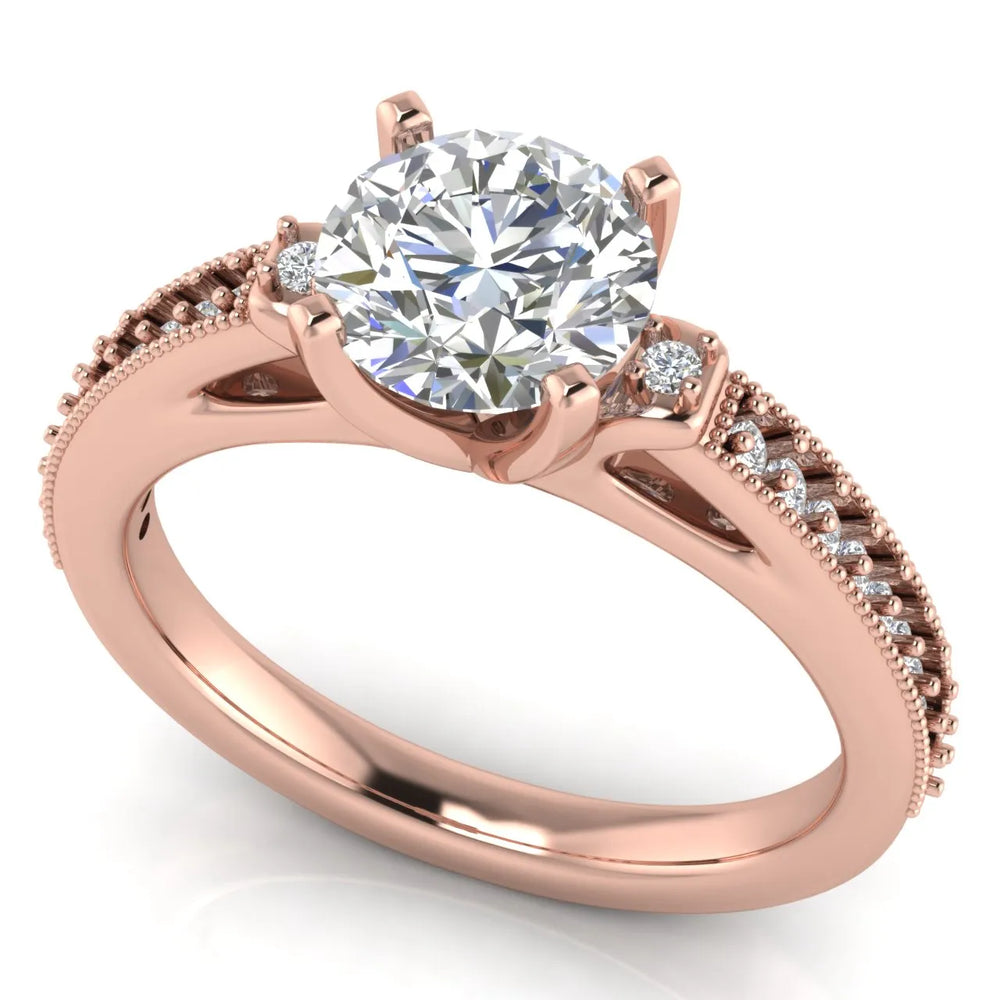 Vintage-Inspired Solitaire Ring with Accent Stone Details
