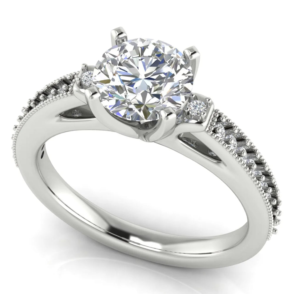 Vintage-Inspired Solitaire Ring with Accent Stone Details