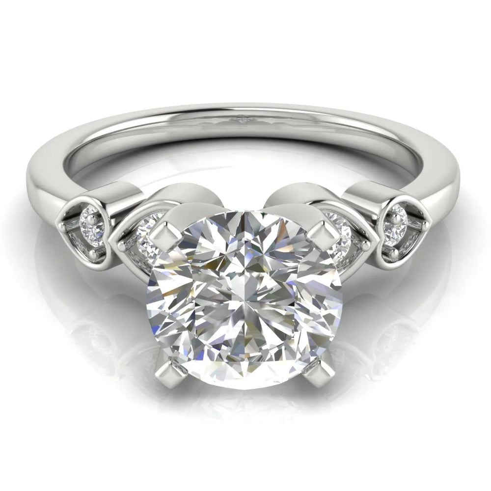 Classic Solitaire Ring with Vintage-Inspired Accent Details – Round (925 Sterling Silver)