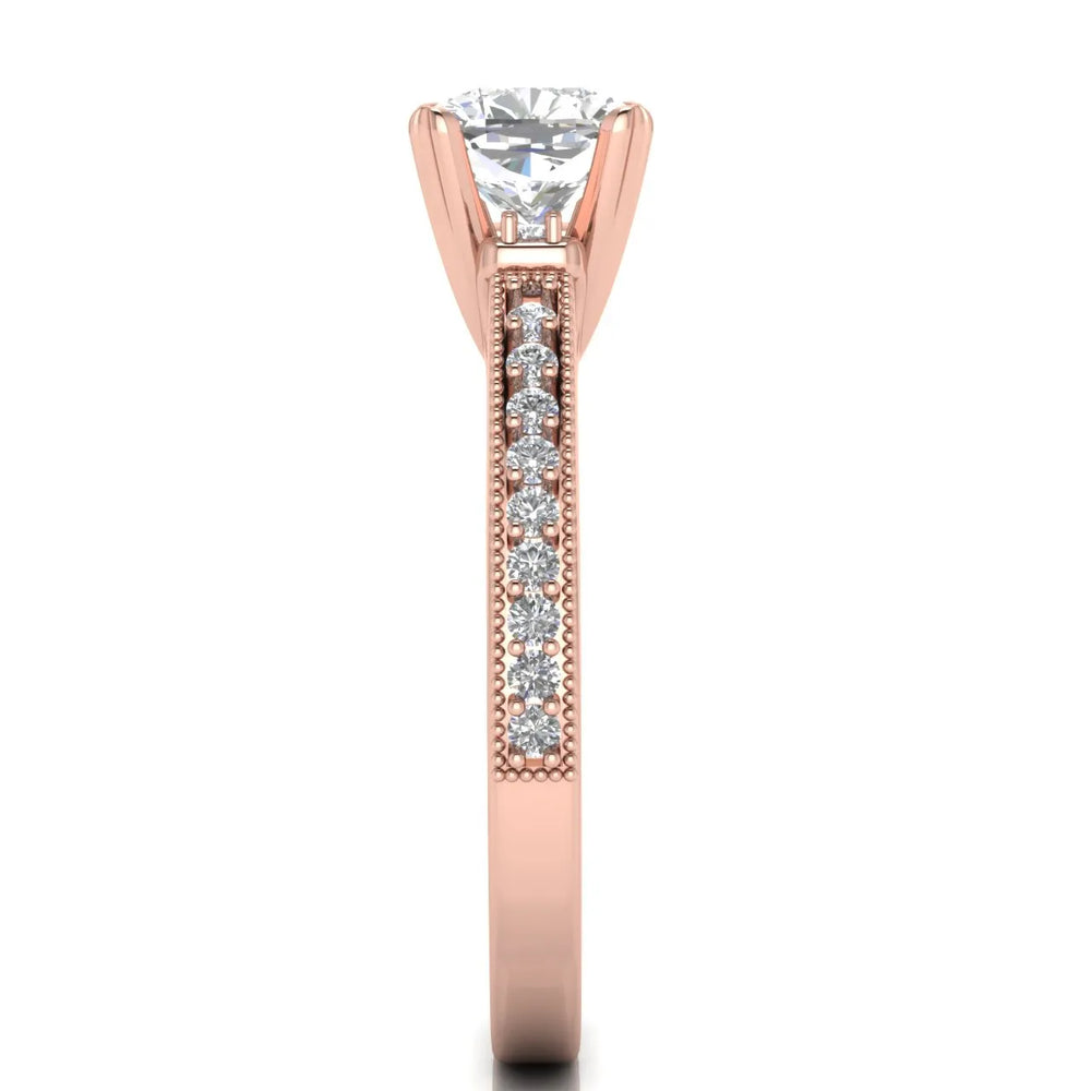 Vintage-Inspired Solitaire Ring with Accent Stone Details