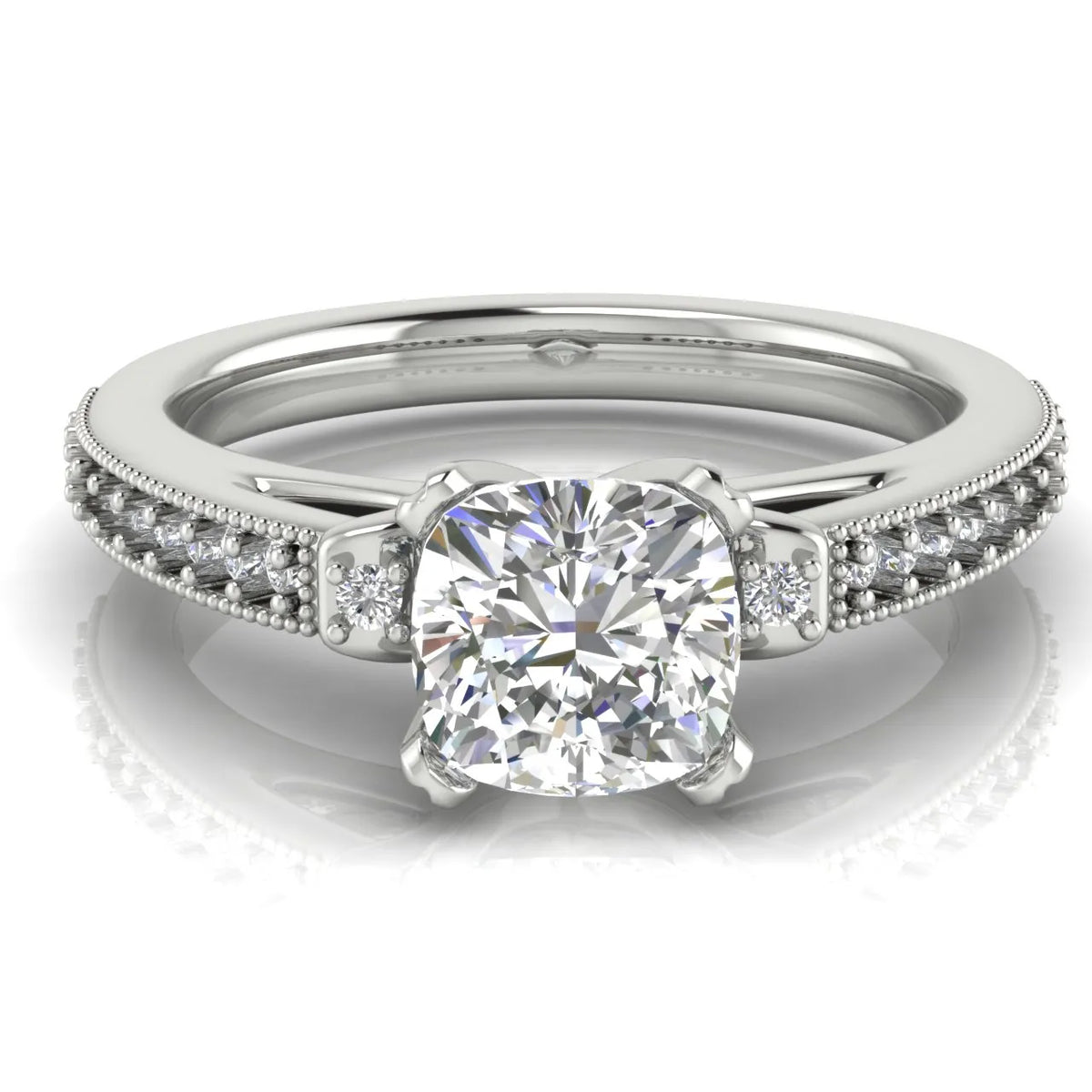 Vintage-Inspired Solitaire Ring with Accent Stone Details
