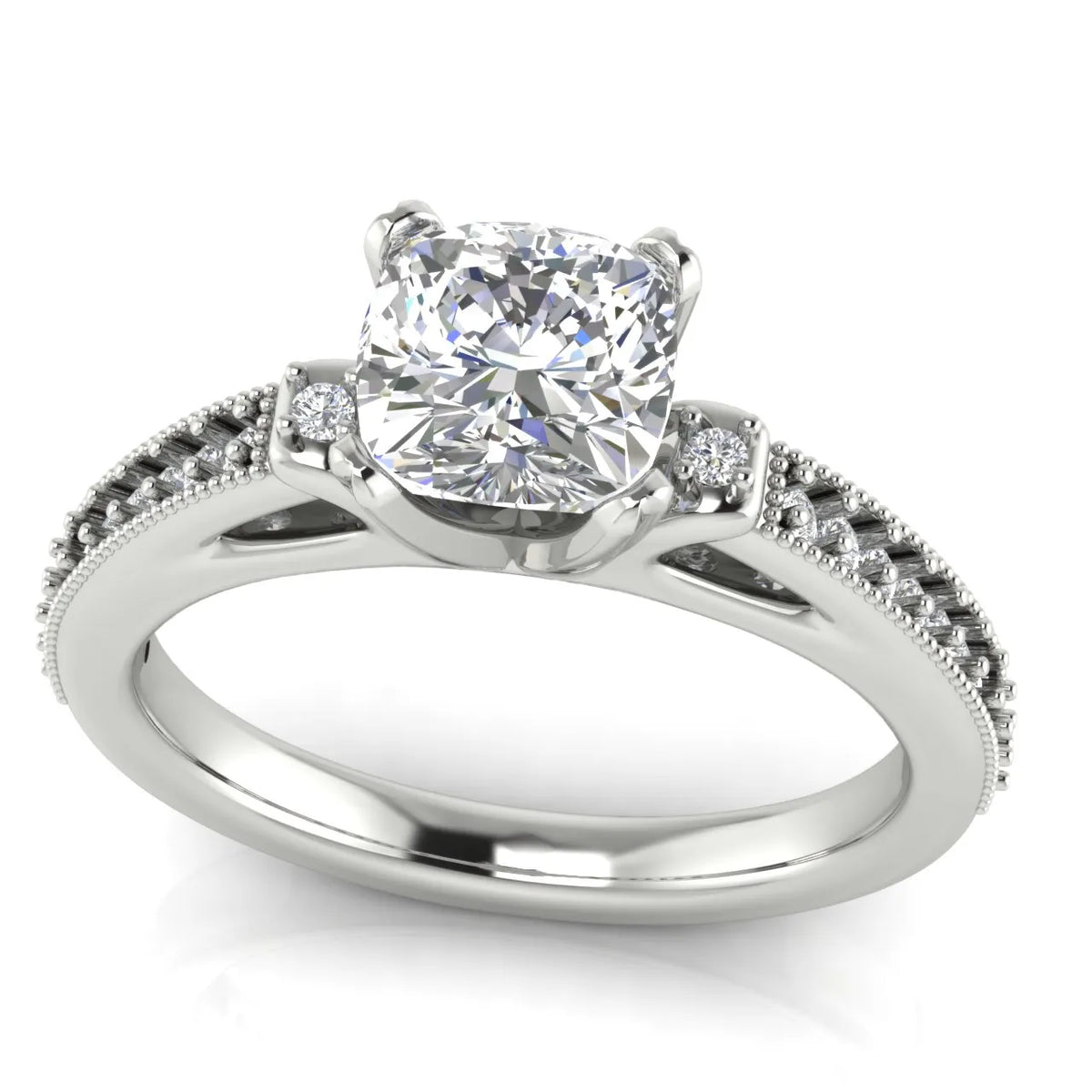 Vintage-Inspired Solitaire Ring with Accent Stone Details