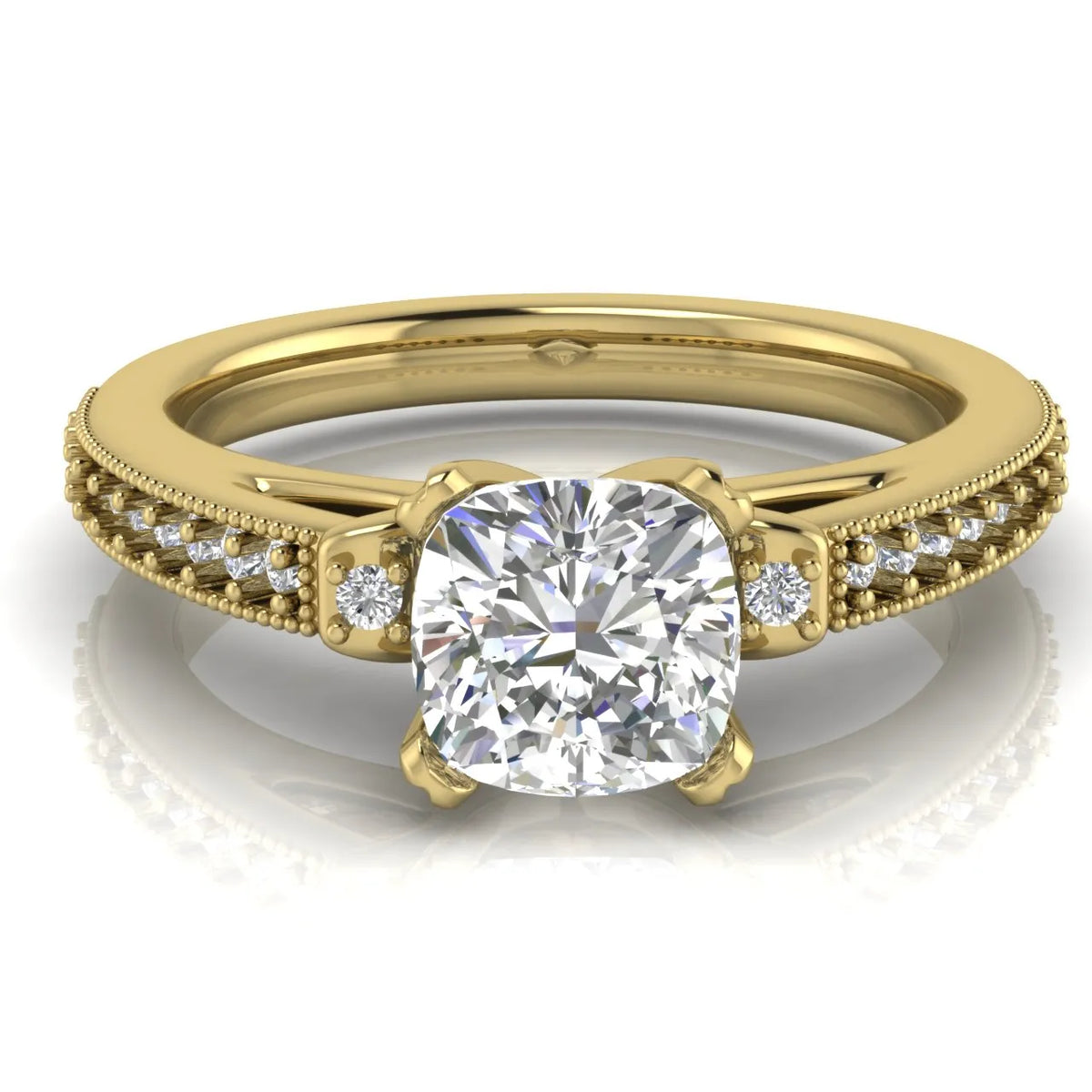 Vintage-Inspired Solitaire Ring with Accent Stone Details