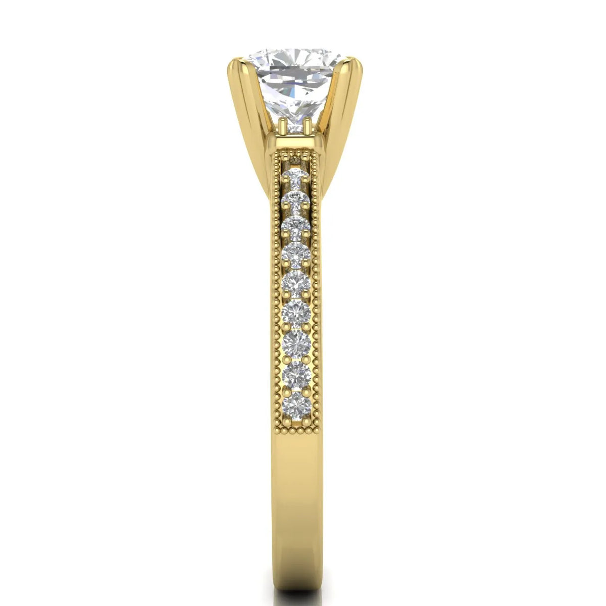 Vintage-Inspired Solitaire Ring with Accent Stone Details
