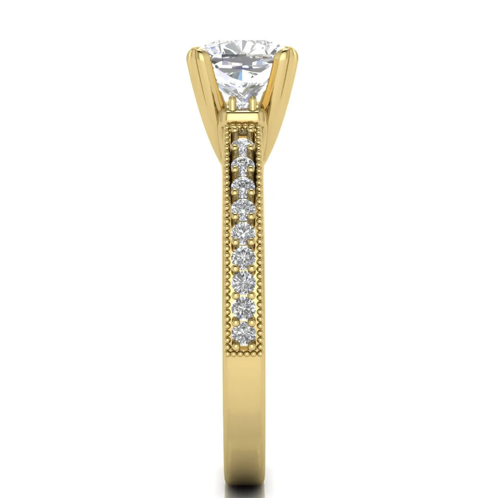 Vintage-Inspired Solitaire Ring with Accent Stone Details
