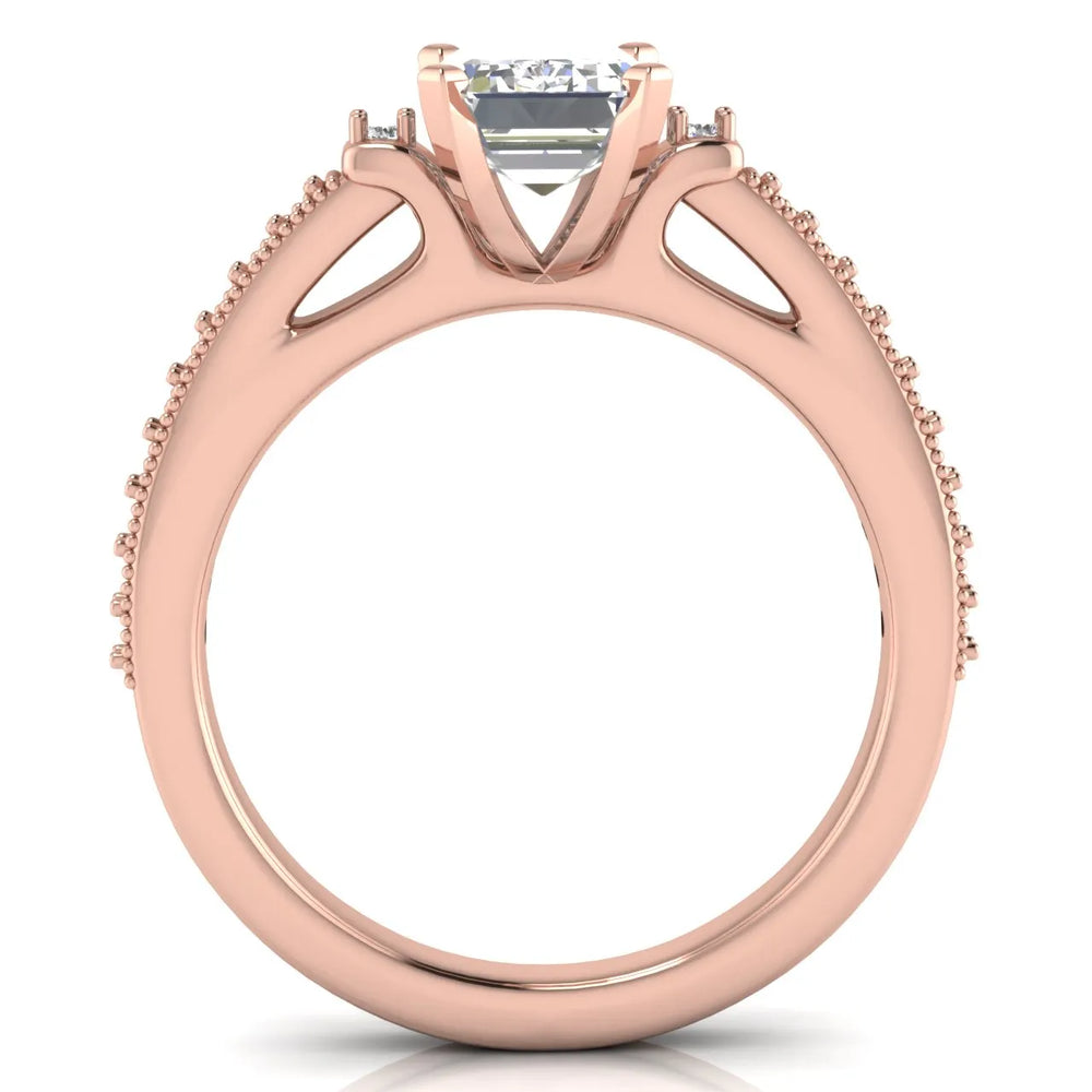 Vintage-Inspired Solitaire Ring with Accent Stone Details