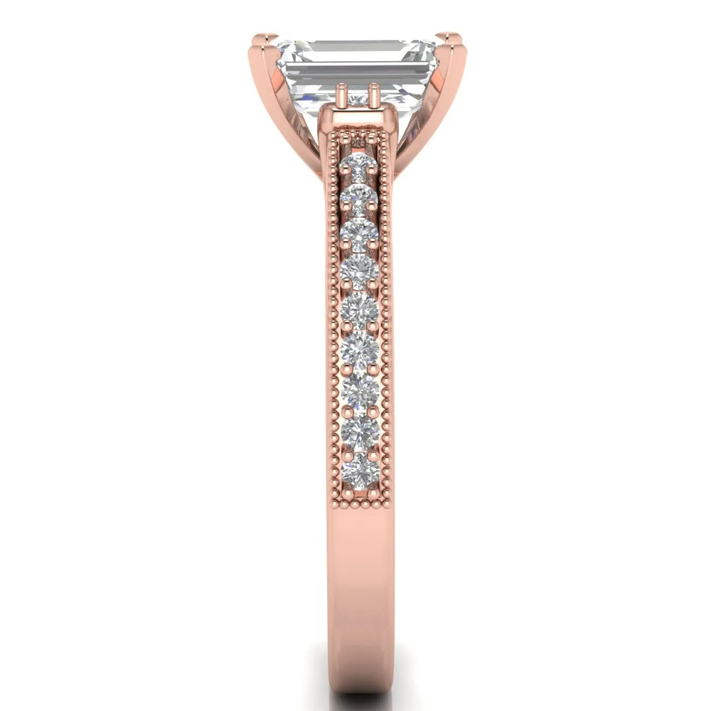 Vintage-Inspired Solitaire Ring with Accent Stone Details