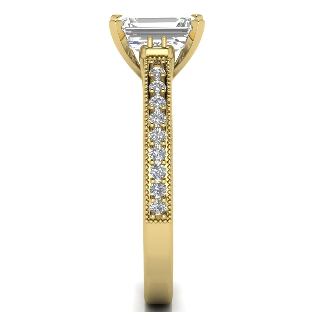 Vintage-Inspired Solitaire Ring with Accent Stone Details