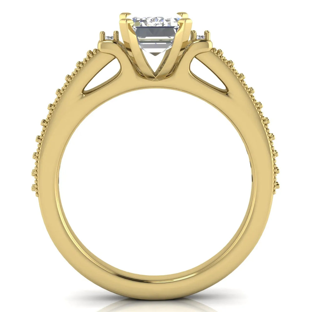 Vintage-Inspired Solitaire Ring with Accent Stone Details