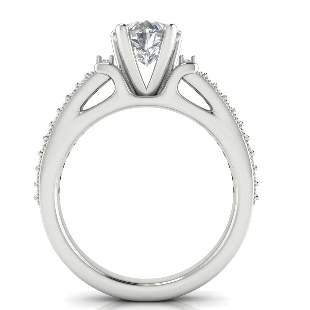 Vintage-Inspired Solitaire Ring with Accent Stone Details
