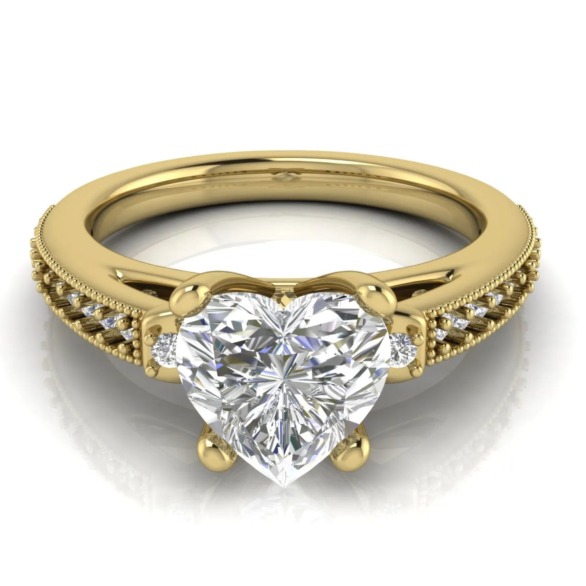Vintage-Inspired Solitaire Ring with Accent Stone Details