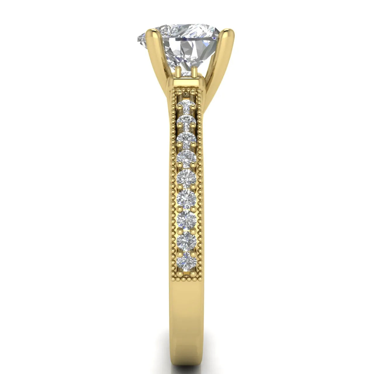 Vintage-Inspired Solitaire Ring with Accent Stone Details
