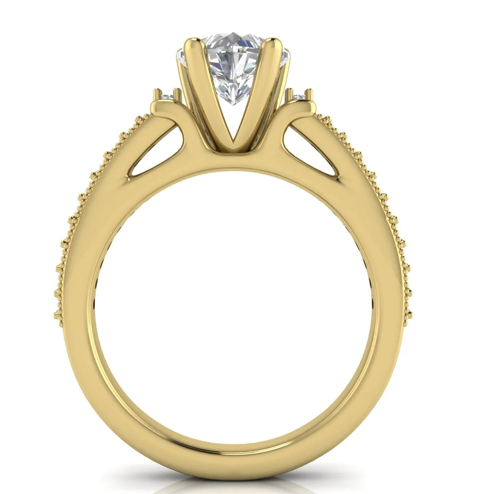 Vintage-Inspired Solitaire Ring with Accent Stone Details