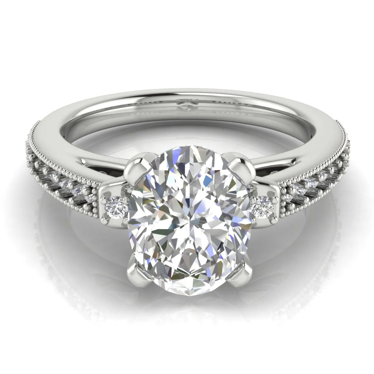Vintage-Inspired Solitaire Ring with Accent Stone Details