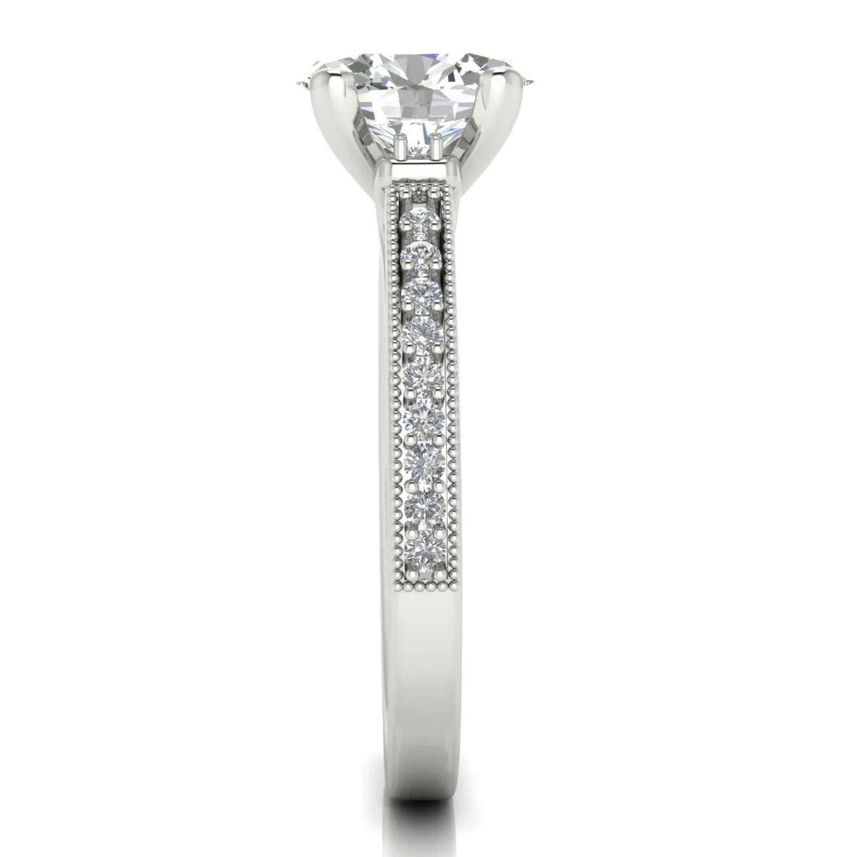 Vintage-Inspired Solitaire Ring with Accent Stone Details