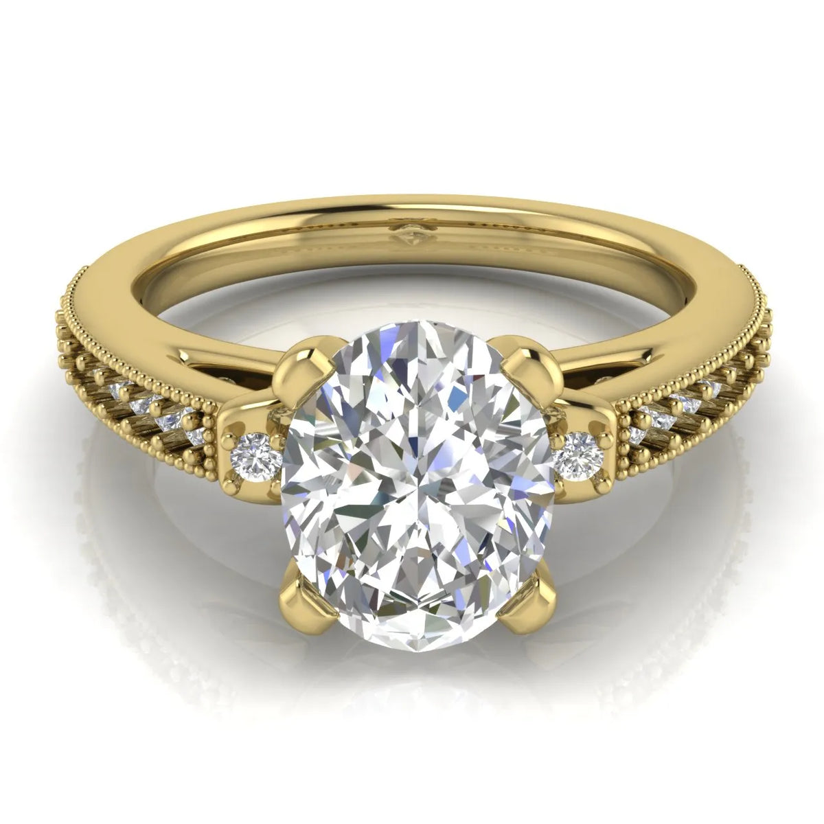 Vintage-Inspired Solitaire Ring with Accent Stone Details