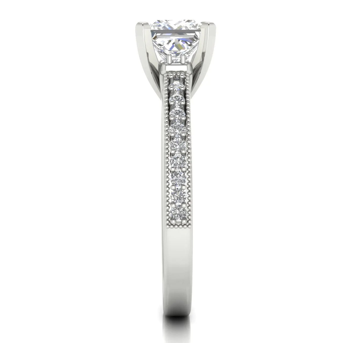Vintage-Inspired Solitaire Ring with Accent Stone Details