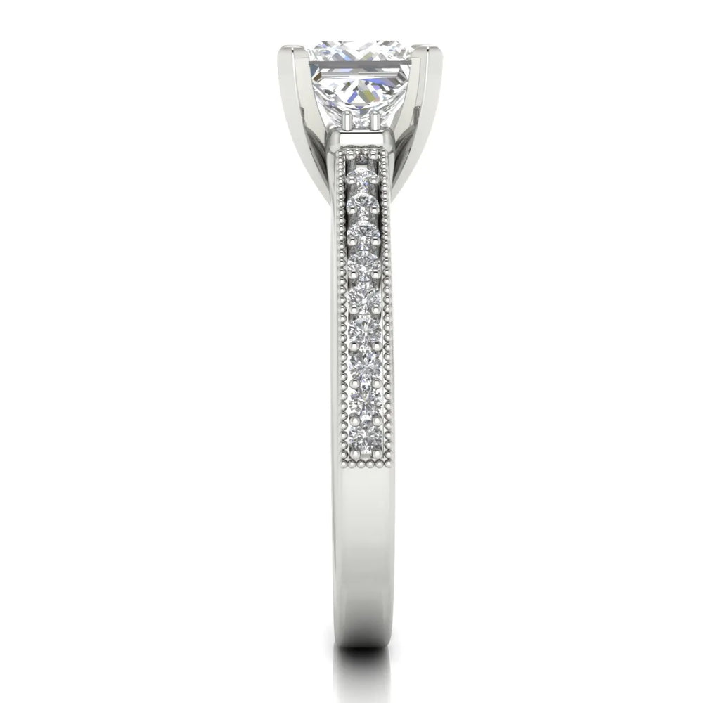 Vintage-Inspired Solitaire Ring with Accent Stone Details