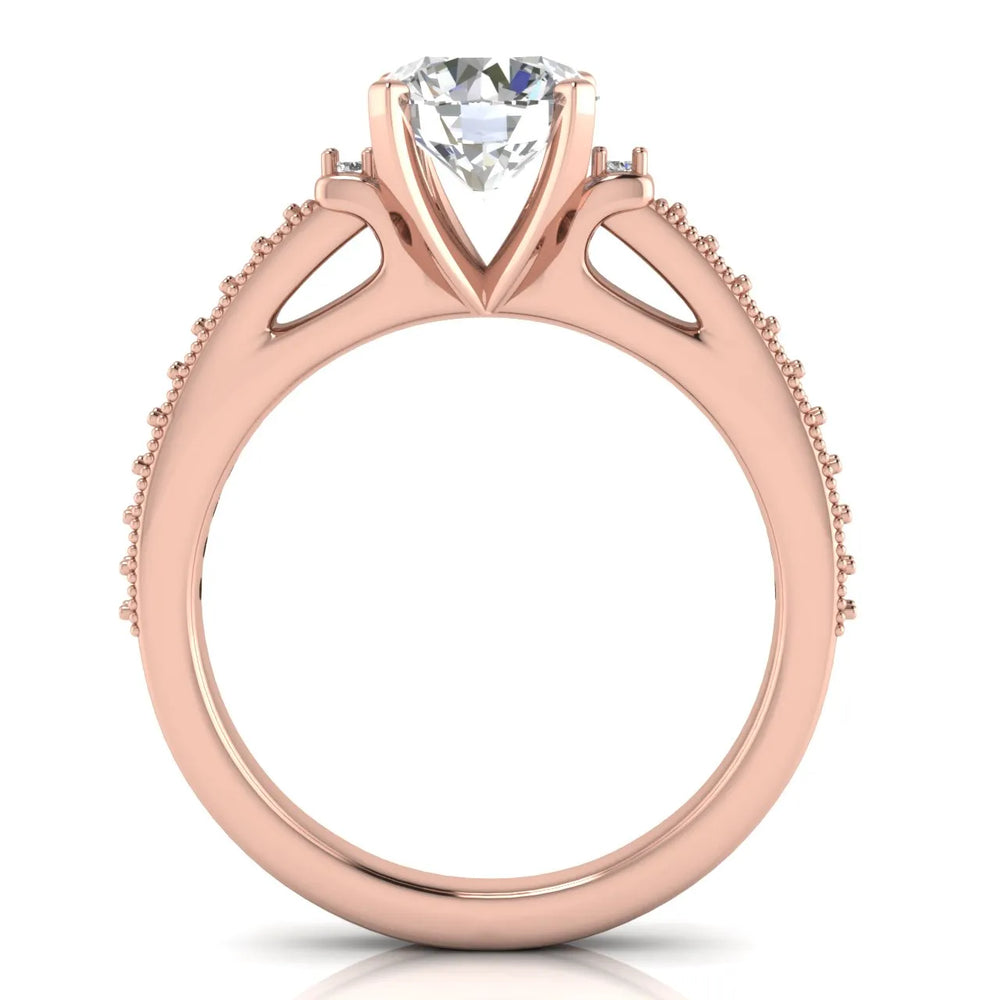 Vintage-Inspired Solitaire Ring with Accent Stone Details