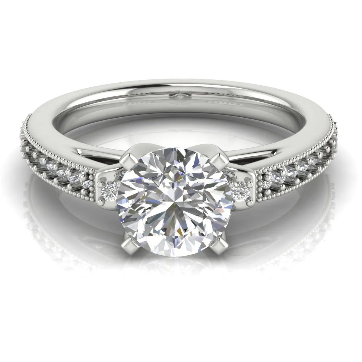 Vintage-Inspired Solitaire Ring with Accent Stone Details