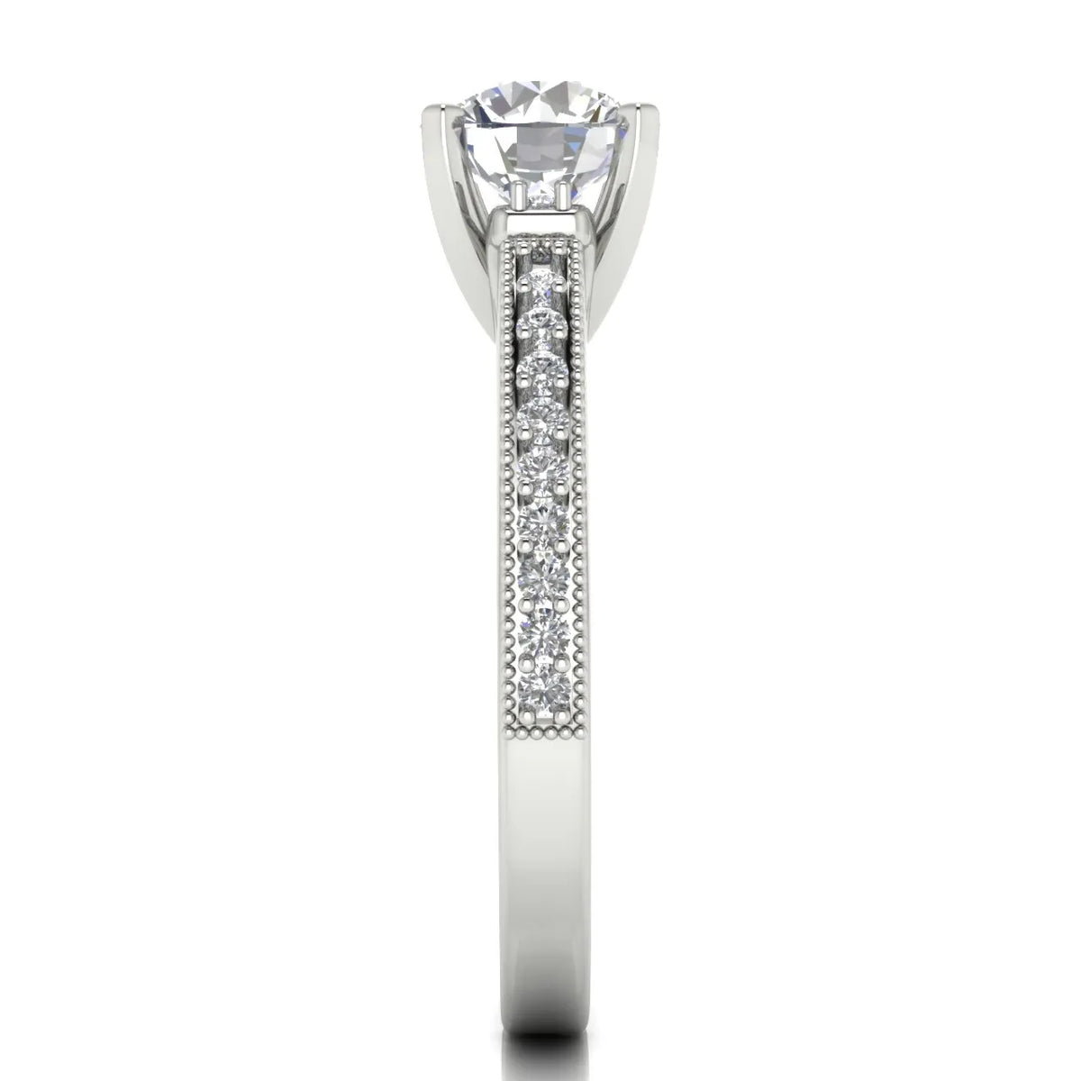 Vintage-Inspired Solitaire Ring with Accent Stone Details