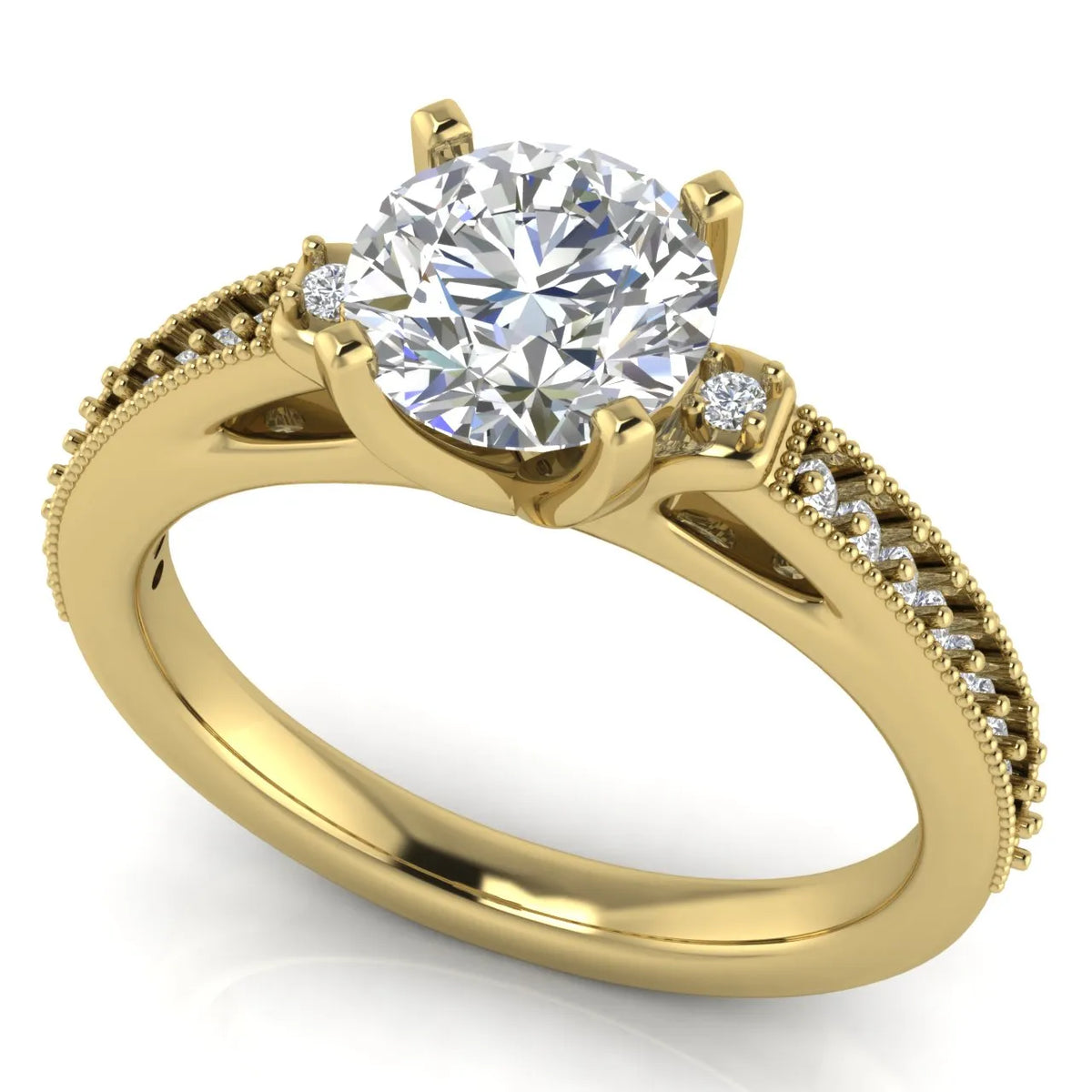 Vintage-Inspired Solitaire Ring with Accent Stone Details